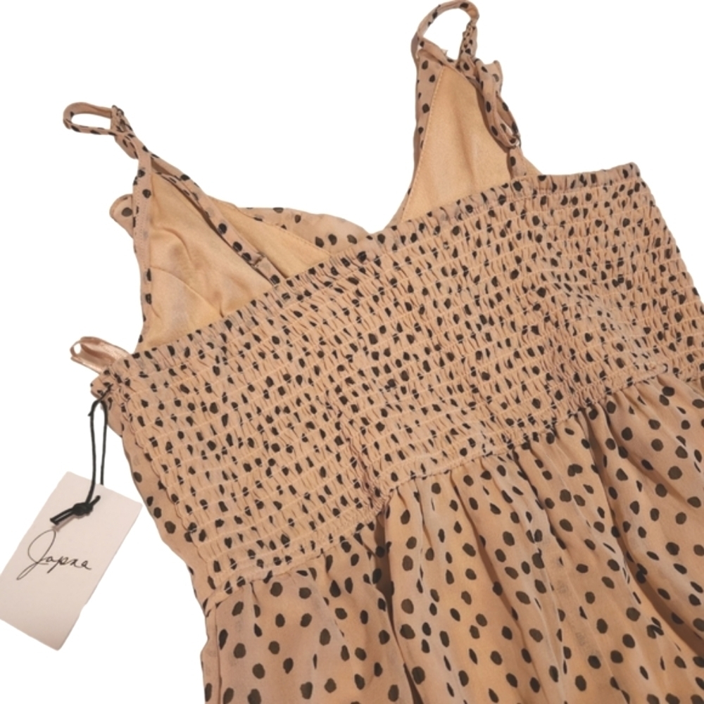 New Japna Tan Colored Polka Dot Romper Dress size M Spring Summer - Picture 5 of 9